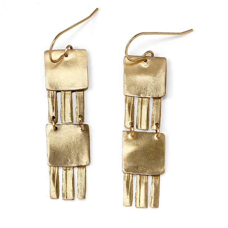 jellyfish double drop earrings in brass by delia langan jewelry