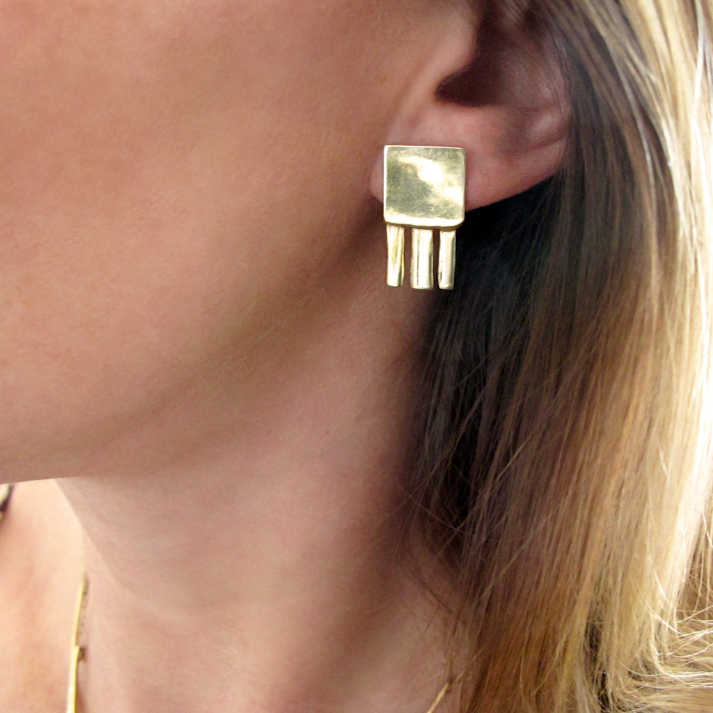 gold jellyfish post earrings by delia langan jewelry