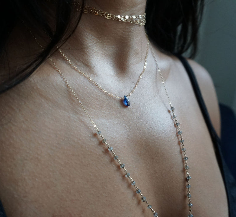 sapphire blue kyanite gemstone necklace