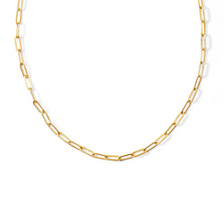 Gold link necklace on white background