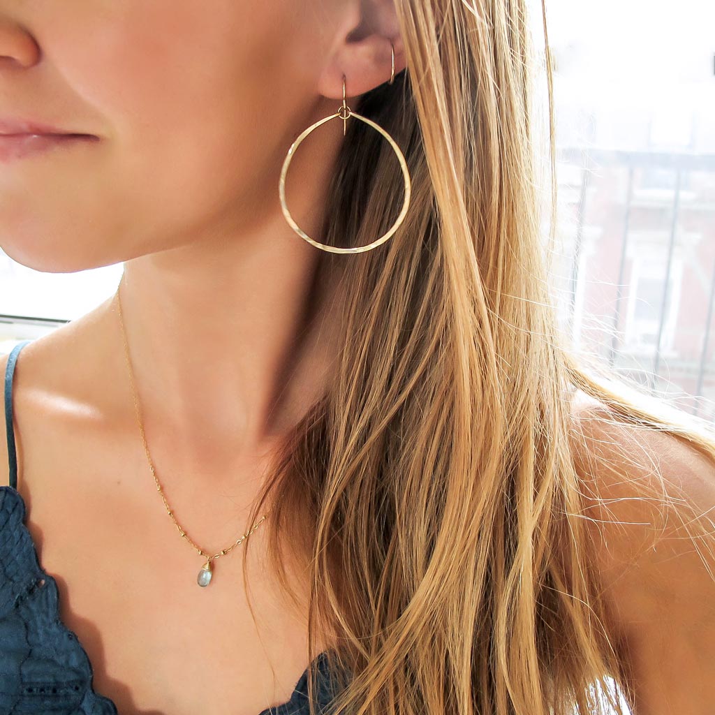 large round 14k gold filled hoop earrings by delia langan jewelry