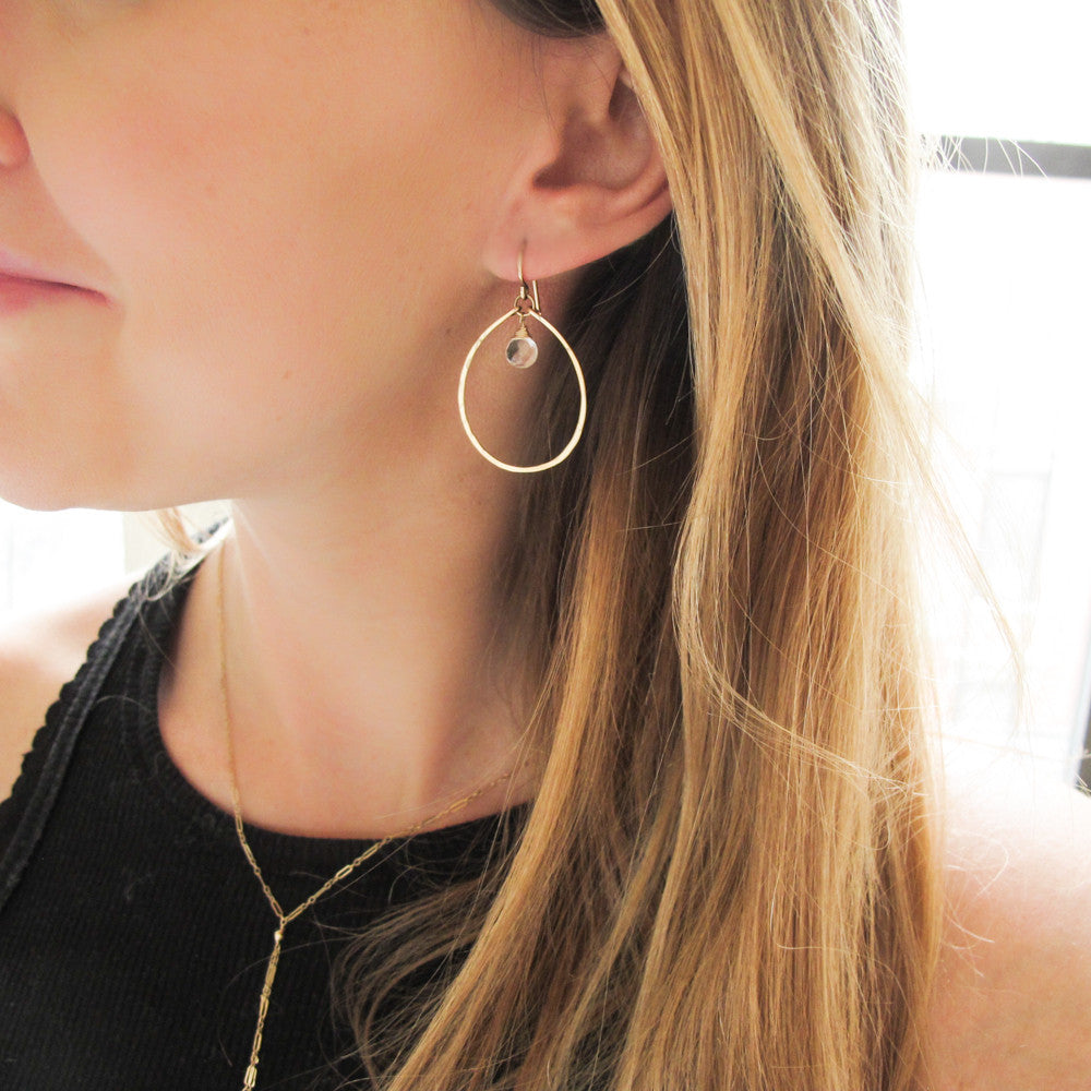 quartz gemstone hoop earrings by delia langan