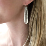 long silver fringe drop earrings by delia langan jewelry