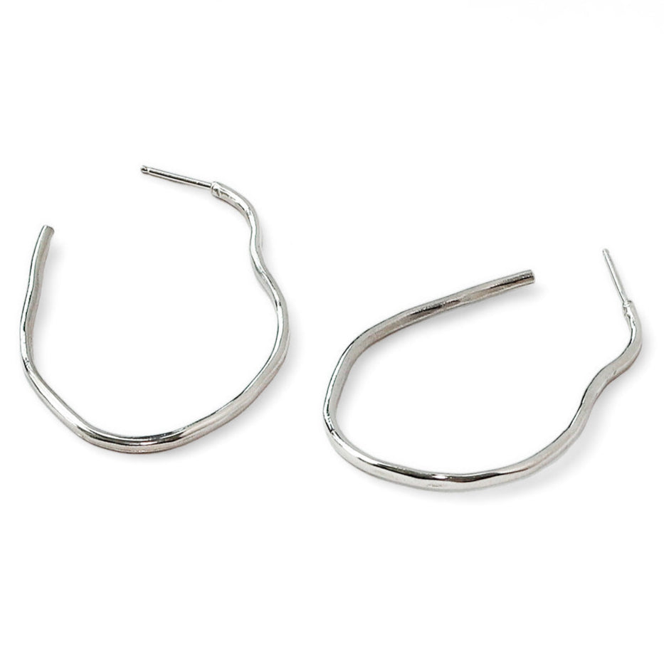 irregular sterling silver hoop earrings