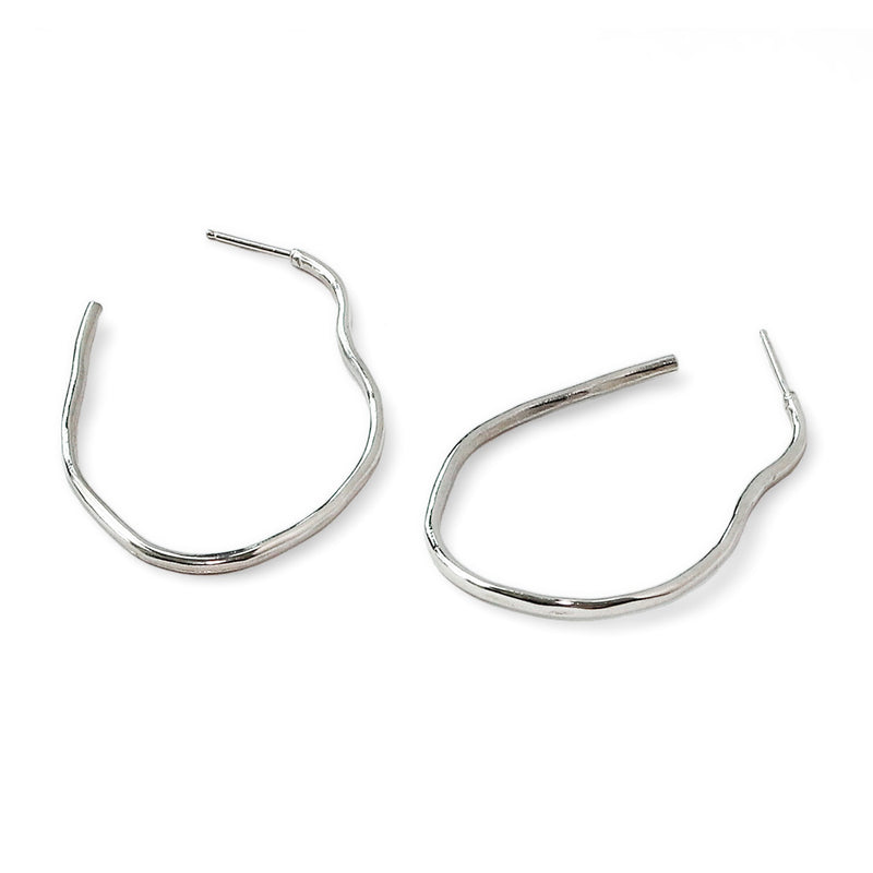 irregular sterling silver hoop earrings