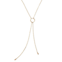 14k gold filled medium bolo y necklace on a white surface