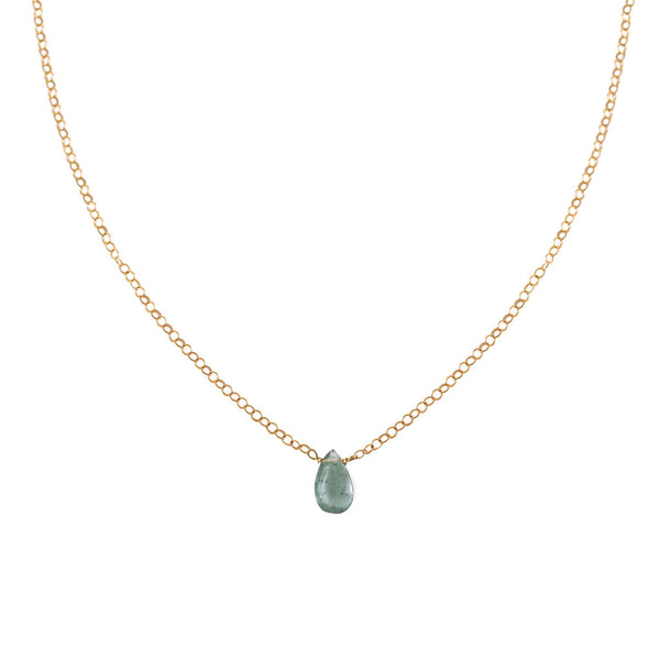 delicate moss aquamarine pendant