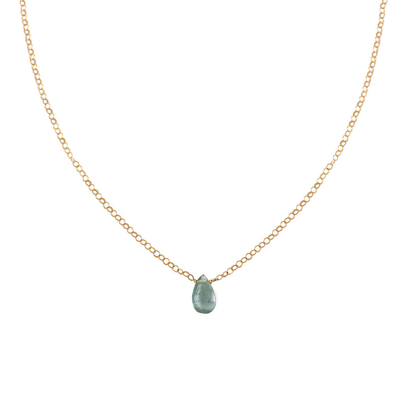 delicate moss aquamarine pendant