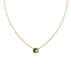 small green peridot pendant on delicate gold chain