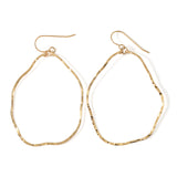 gold wavy irregular hoop earrings hand hammered and handmade by delia langan jewelry