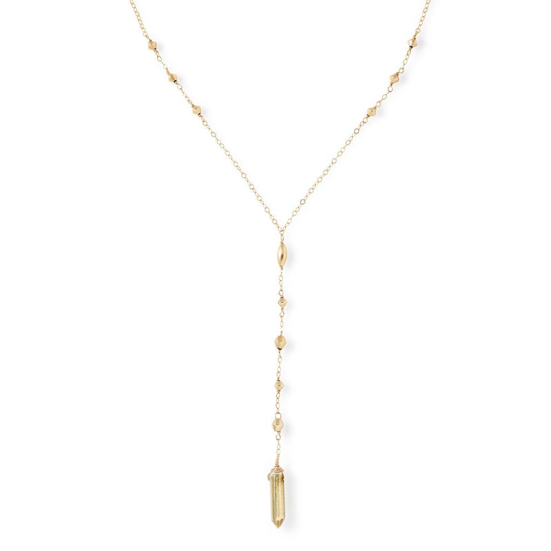 delicate gold long y necklace