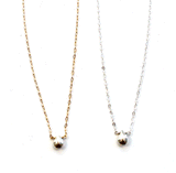 small silver pyrite gemstone necklaces on delicate gold and silver chain by delia langan jewelry