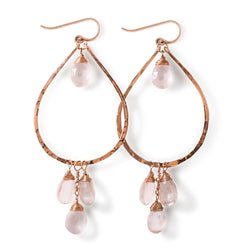 rose gold rose quartz earrings by delia langan jewelry