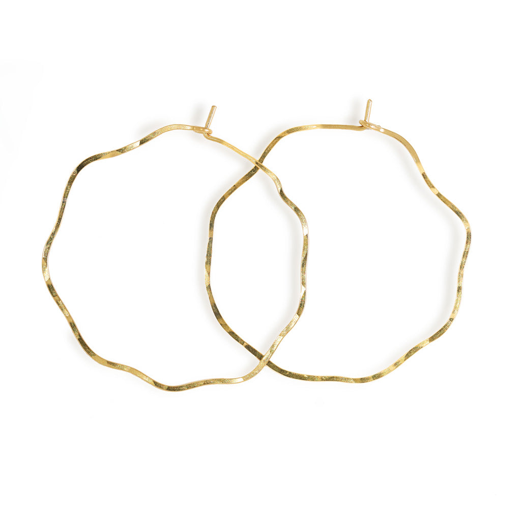 wavy thin gold hoop earrings