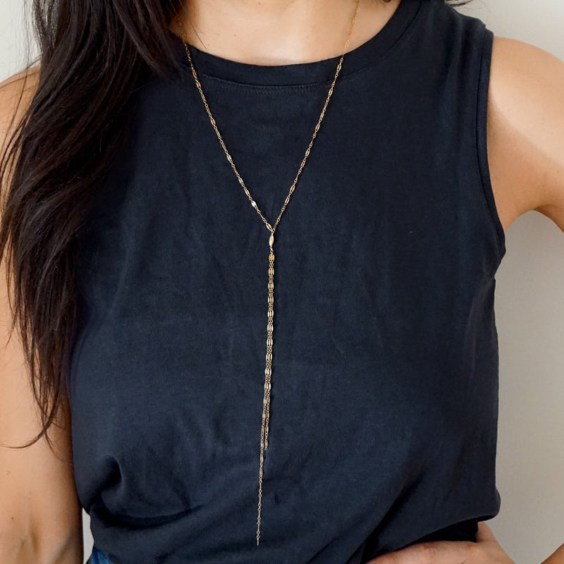 long gold sequin y layering necklace by delia langan jewelry
