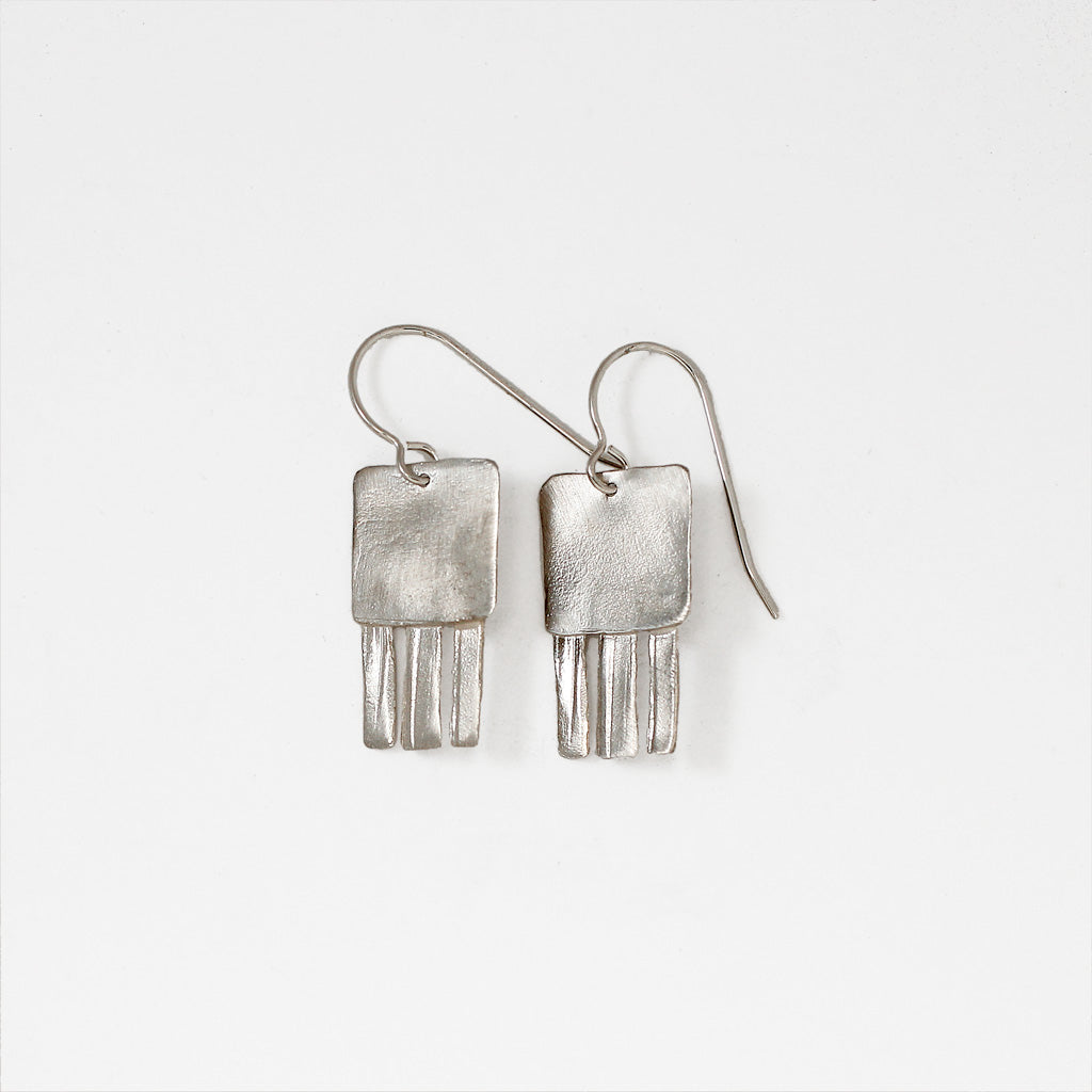 funky little silver drop earrings