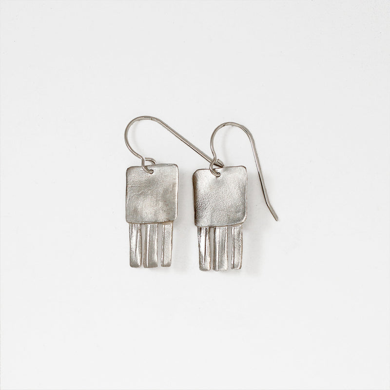 funky little silver drop earrings