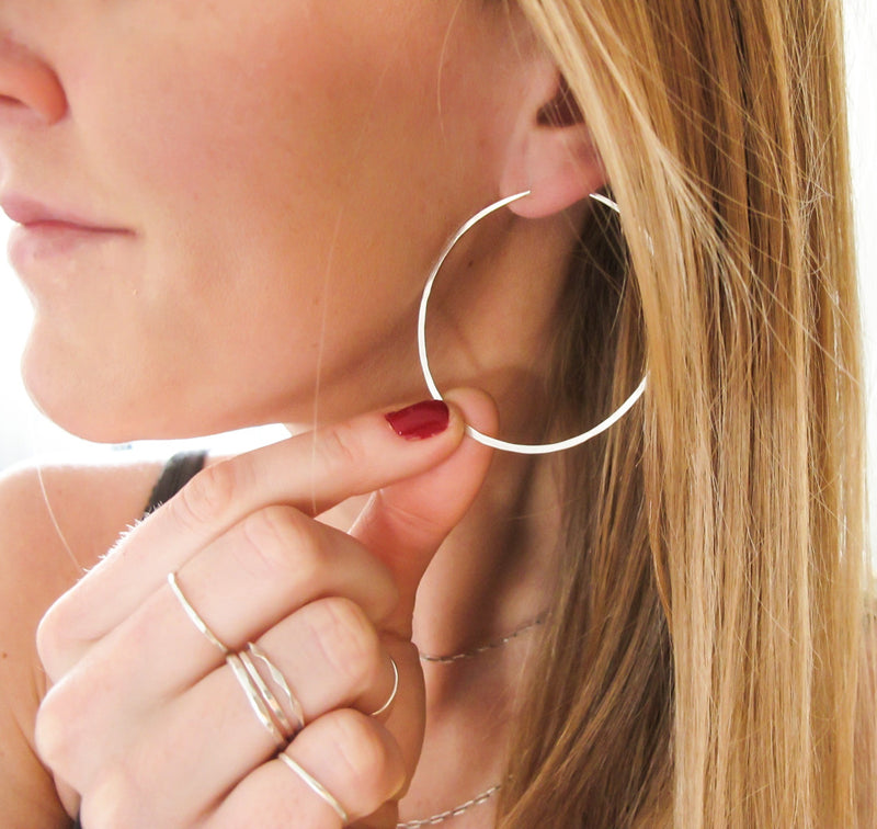 2 Inch Endless Thin Hoop Earrings | Handmade by Delia Langan – Delia Langan  Jewelry