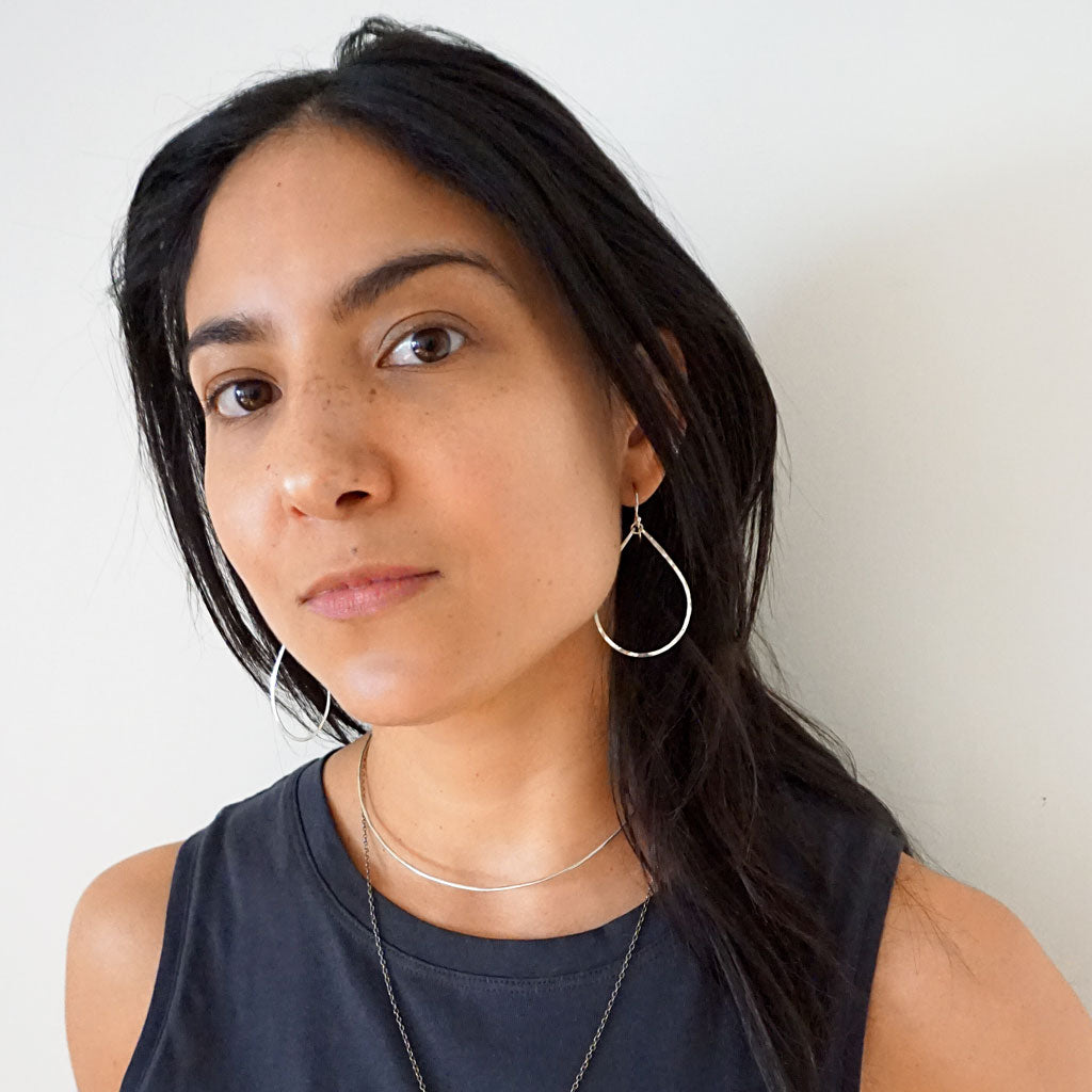 silver teardrop hoop earrings