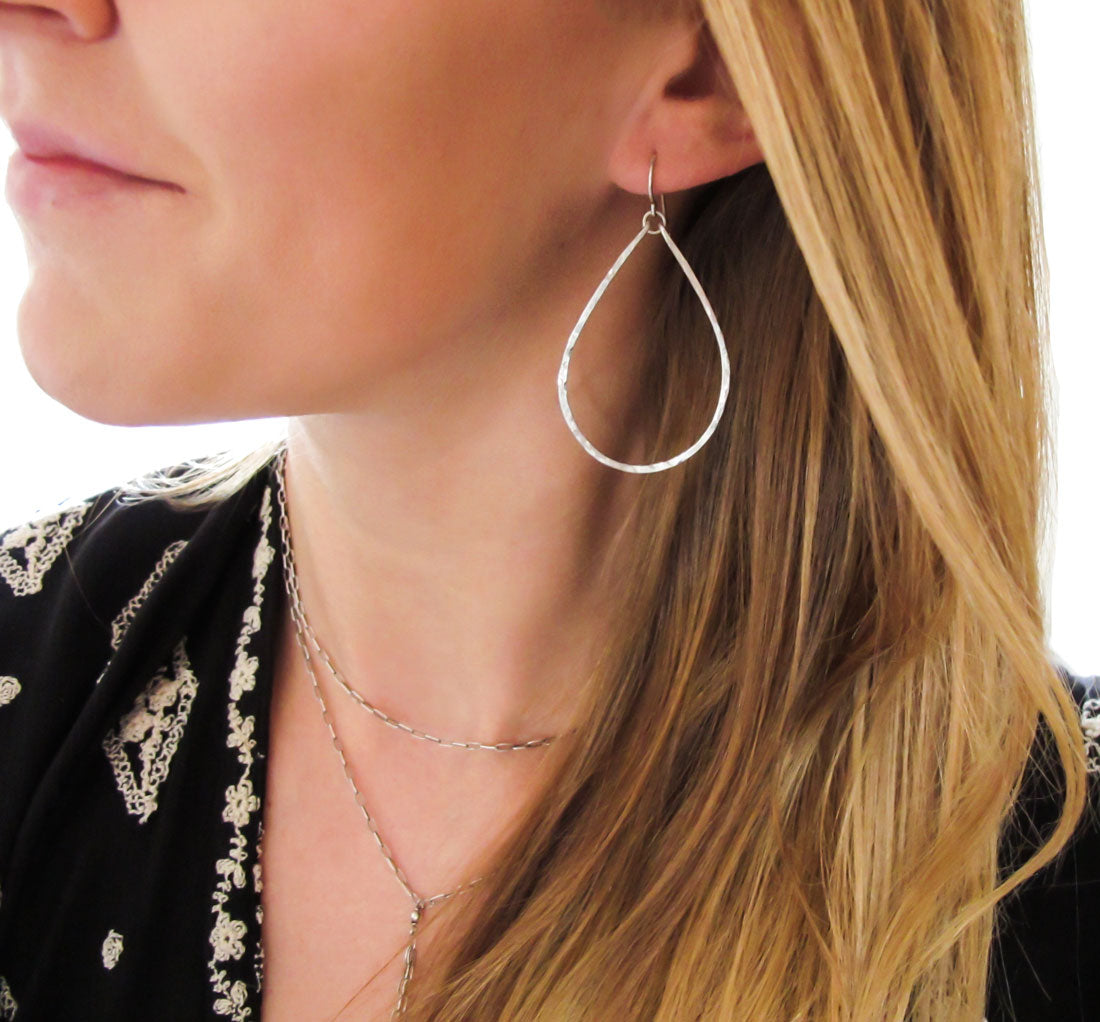 sterling silver teardrop hoops