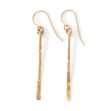 single fringe earring in gold by delia langan jewelry small lightweight gold strip dangle earrings