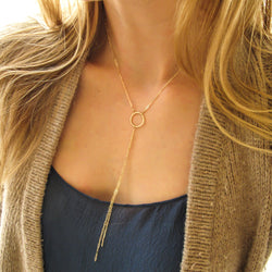 delicate gold circle y necklace