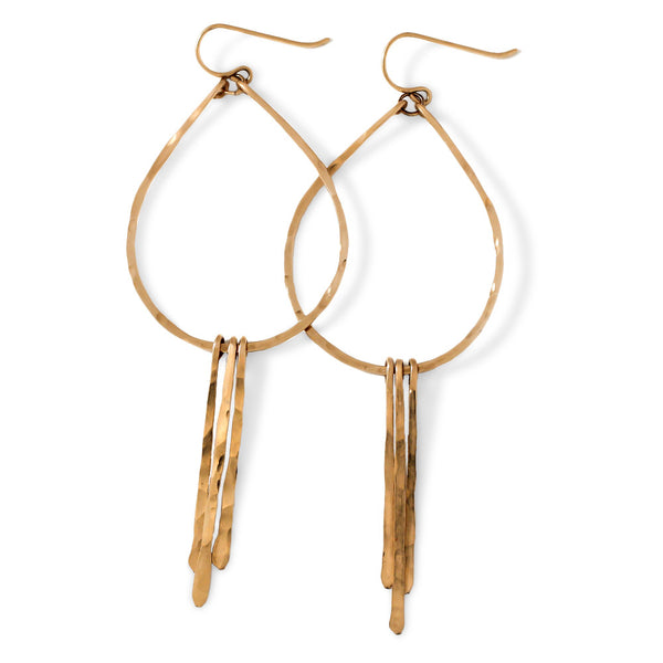gold teardrop fringe earrings by delia langan jewelry
