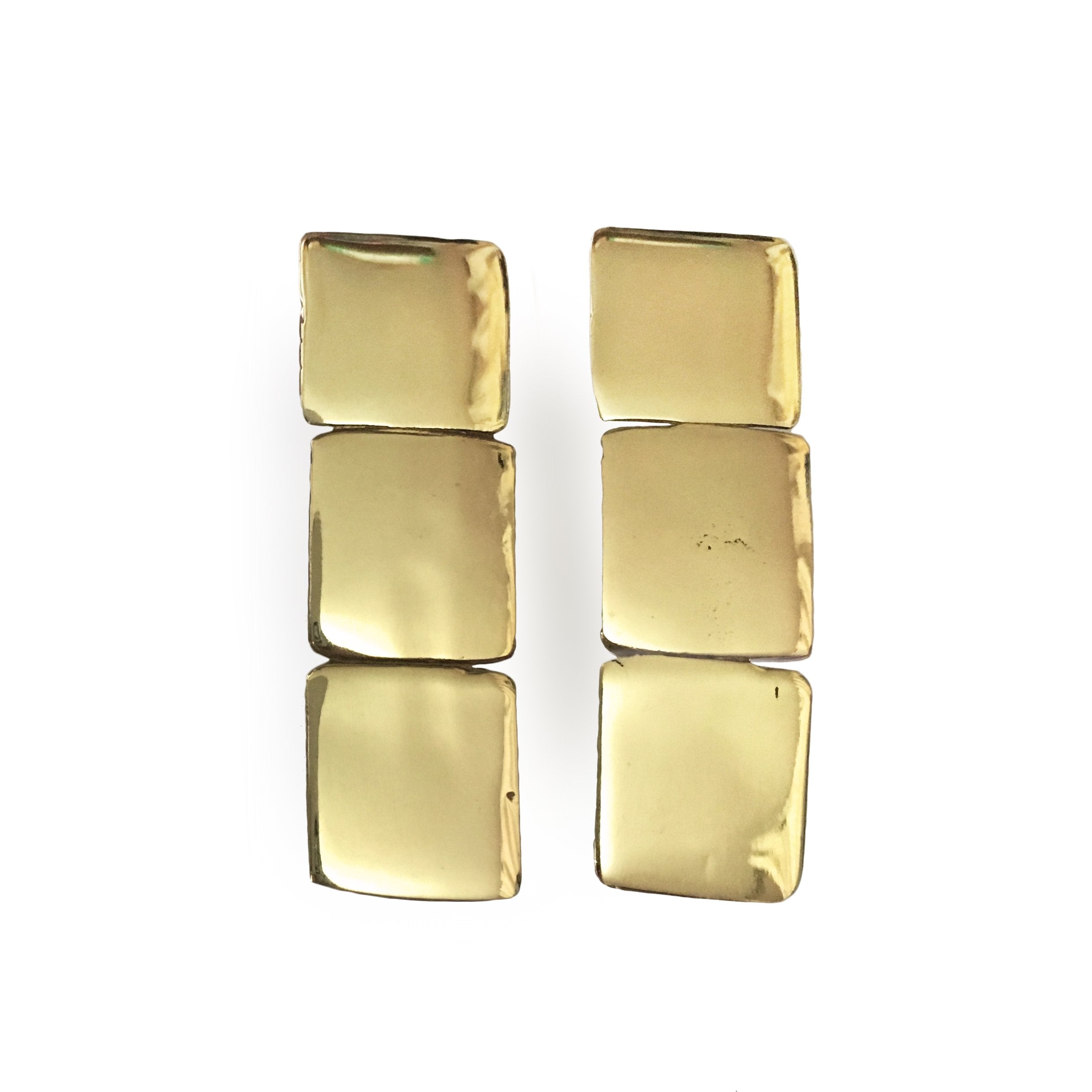 Geometric Gold or Silver Post Earrings Handmade Jewelry by Delia Langan Jewelry Williamsburg Brooklyn