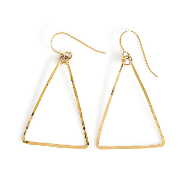 gold triangle hoop earrings