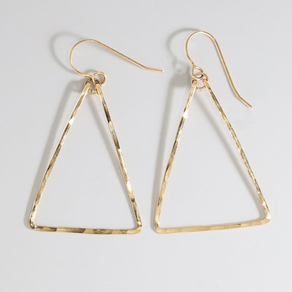 gold triangle hoop earrings