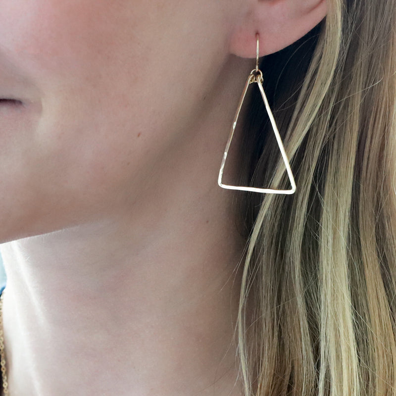 gold triangle earrings