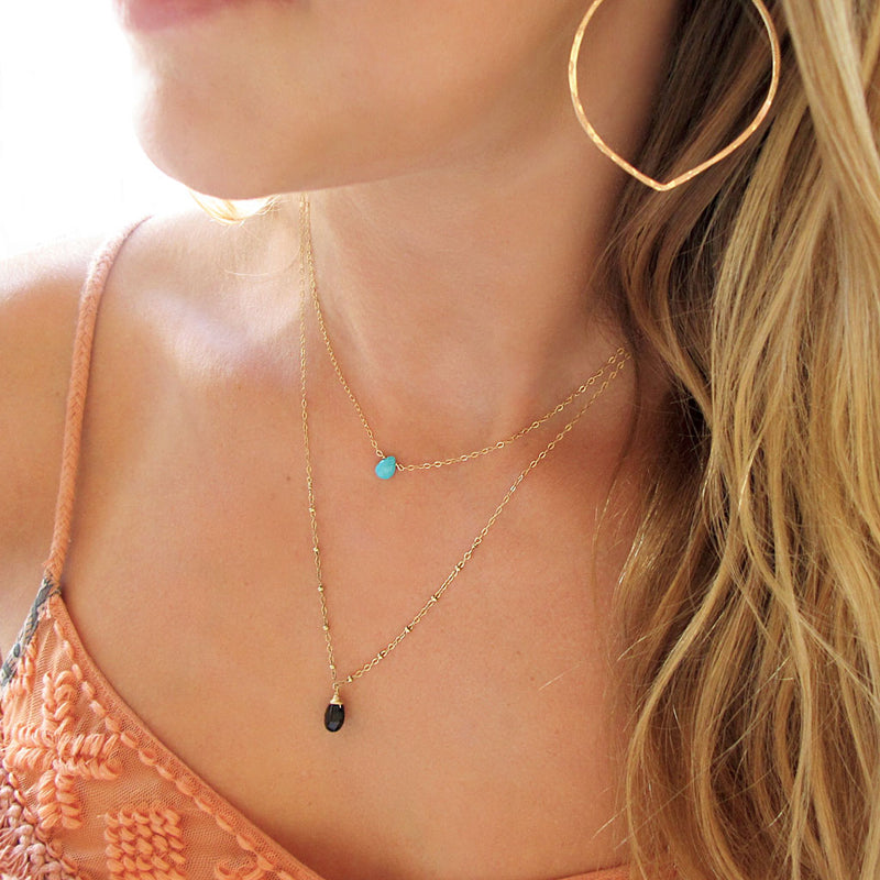 14K Yellow Gold Minimalist Turquoise Heart Necklace – LTB JEWELRY
