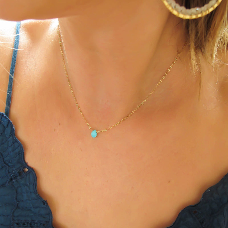 delicate gold chain turquoise necklace by delia langan jewelry