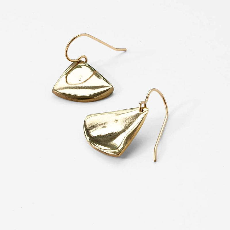gold triangle shaped earrings by delia langan