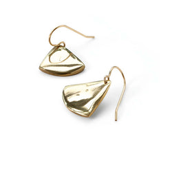 gold triangle shaped earrings by delia langan