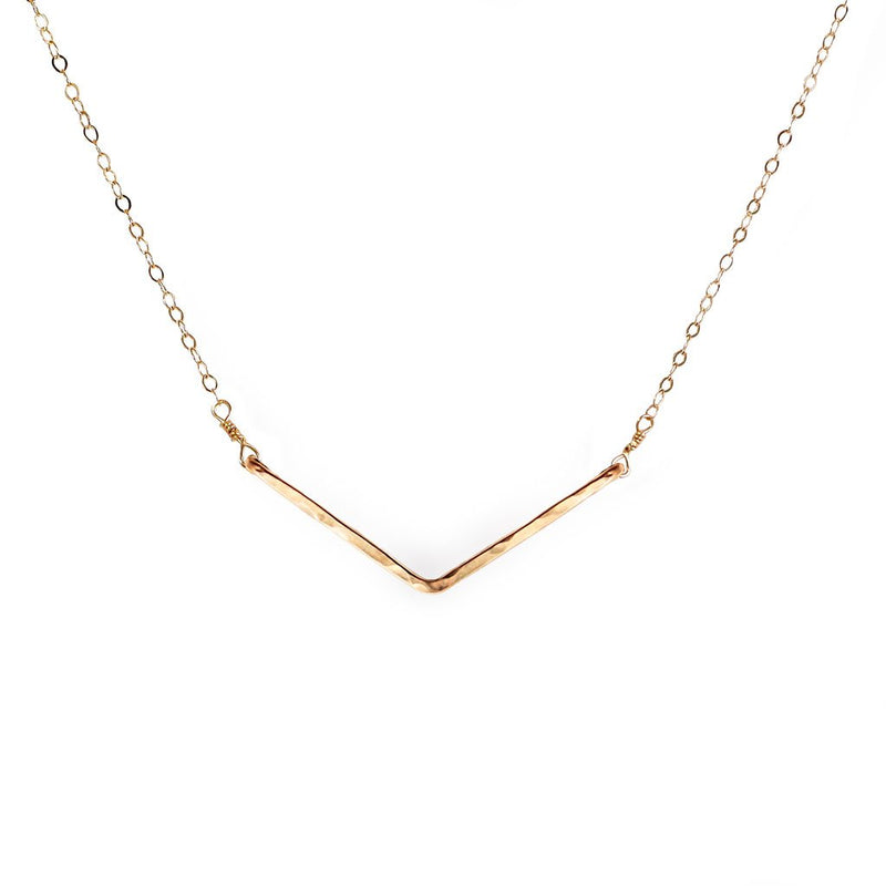dainty gold wide v necklace by delia langan jewelry