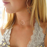 gold circle choker necklace by delia langan jewelry